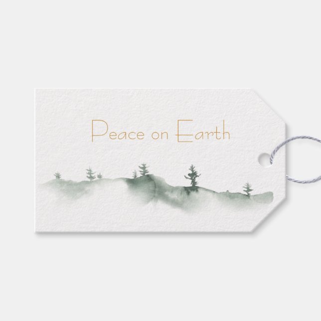 Étiquettes-cadeau Couleur d'eau - Scène hivernale (Devant (Horizontal))