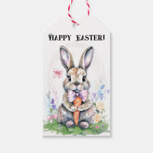 Étiquettes-cadeau Couleur d'eau Vintage lapin de Pâques