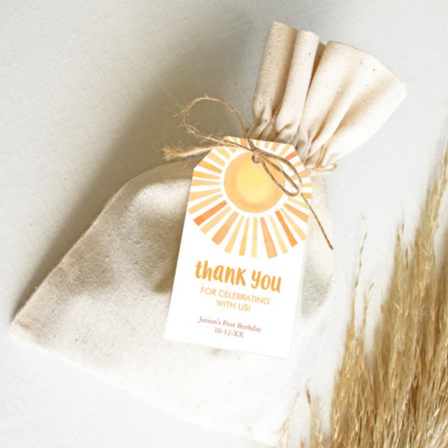 Étiquettes-cadeau Couleur jaune soleil soleil fête d'anniversaire (Créateur téléchargé)