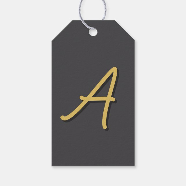 Étiquettes-cadeau Couleur Or Gris Monogramme Professionnel (Devant)