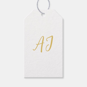 Étiquettes-cadeau Couleur Or Monogramme Initiale Classique Professio
