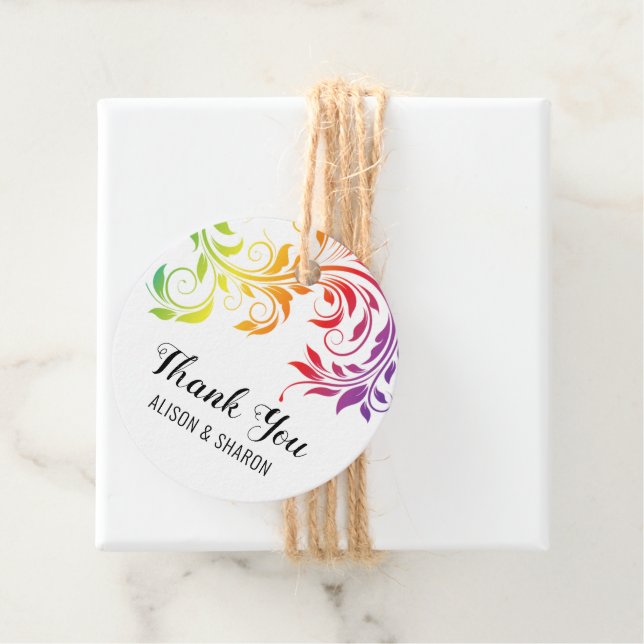 Étiquettes Cadeau Couleurs arc-en-ciel défilent Merci lesbienne mari (En situation)