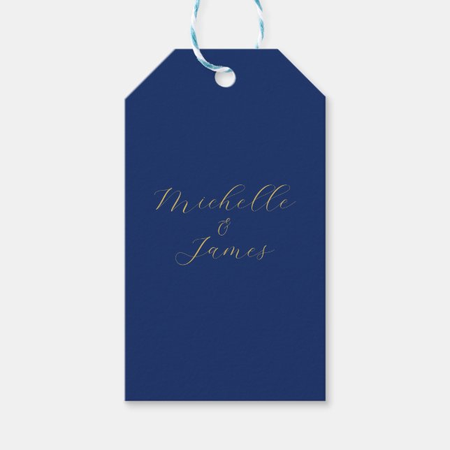 Étiquettes-cadeau Couleurs Bleu & Or Nom Professionnel Tendance Mode (Devant)