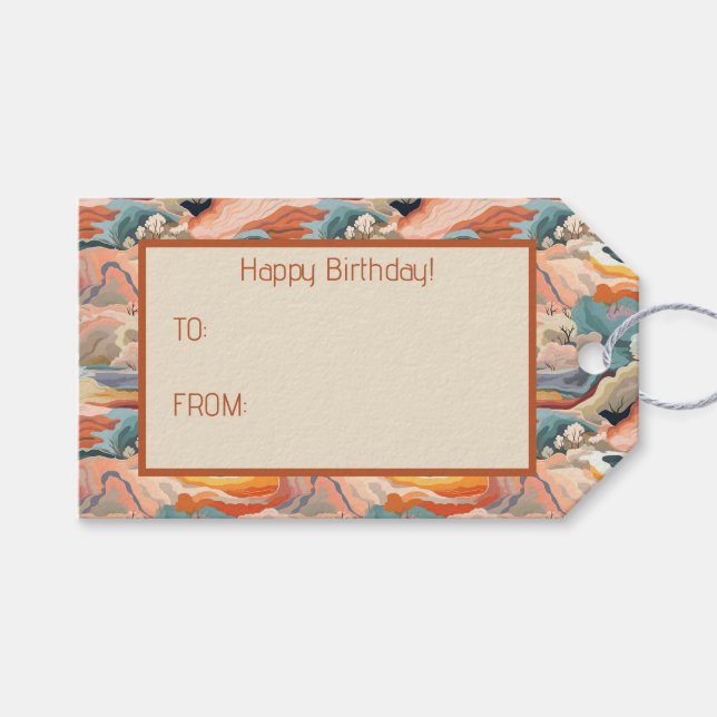 Étiquettes-cadeau Couleurs d'automne douillettes Art numérique Abstr (Devant (Horizontal))