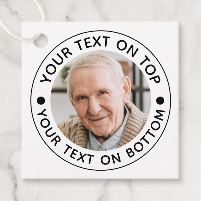 Étiquettes Cadeau Couleurs de texte personnalisées de photo minimali (Devant)