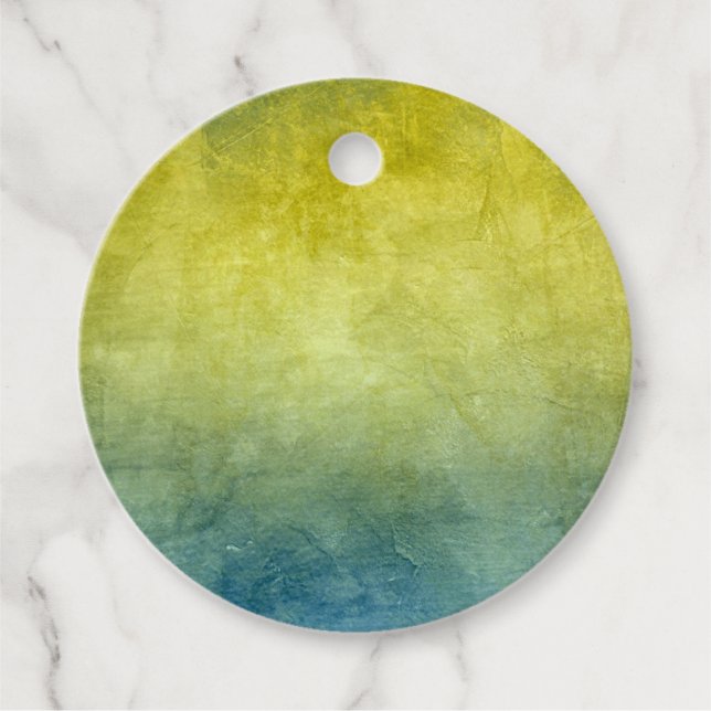 Étiquettes Cadeau Couleurs Grunge - Jaune & Bleu (Devant)
