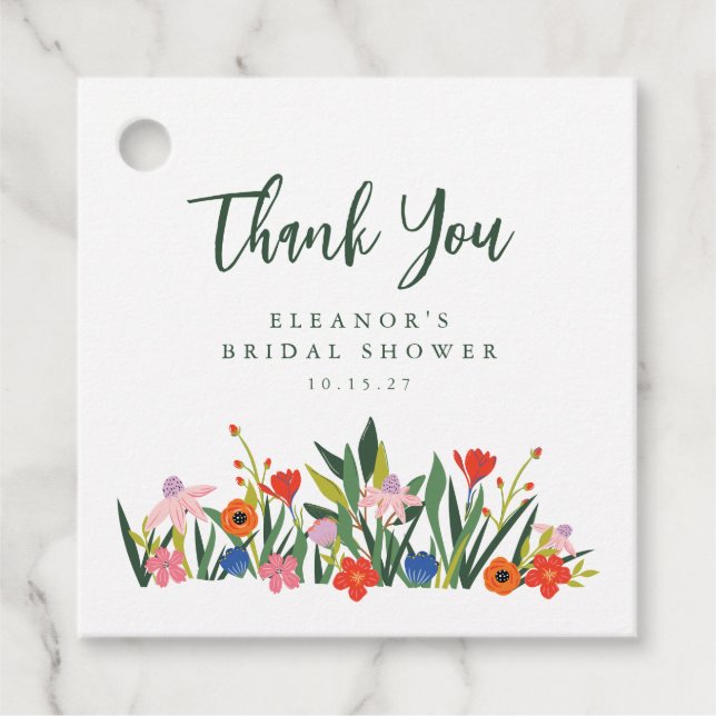 Étiquettes Cadeau Couleurs Personnalisées Jardin Floral Fête de Mari (Devant)