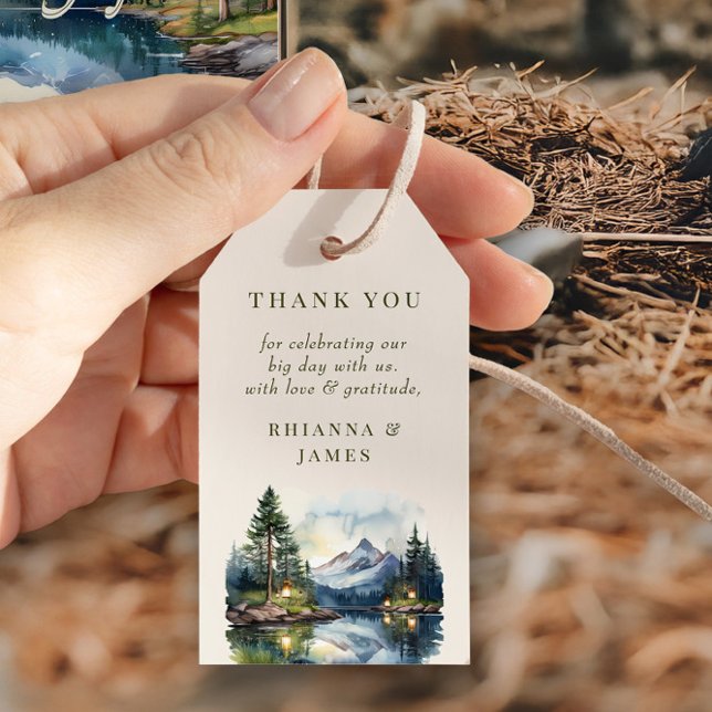 Étiquettes-cadeau Country Lake Woodsy Waterfront Favoriser (Favor Tag from the Country Lake wedding collection by Darling & May)