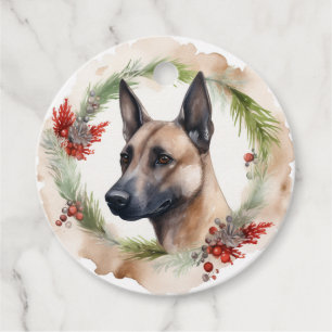 Étiquettes Cadeau Coupe de Fête de la couronne de Noël Malinoi