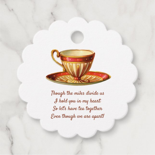 Étiquettes Cadeau Coupe de thé rouge modifiable à travers Miles Poch (Devant)