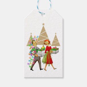 Étiquettes-cadeau Couple homme et femme Vintage 1950