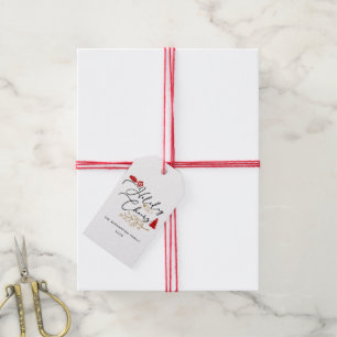 Étiquettes-cadeau Courbes de Noël rouge
