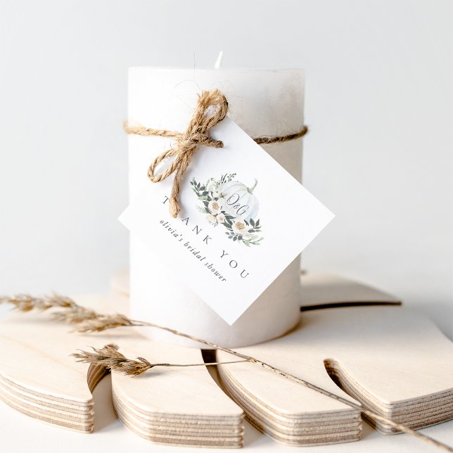 Étiquettes Cadeau Courge de l'automne blanche de verdure remercie (Créateur téléchargé)