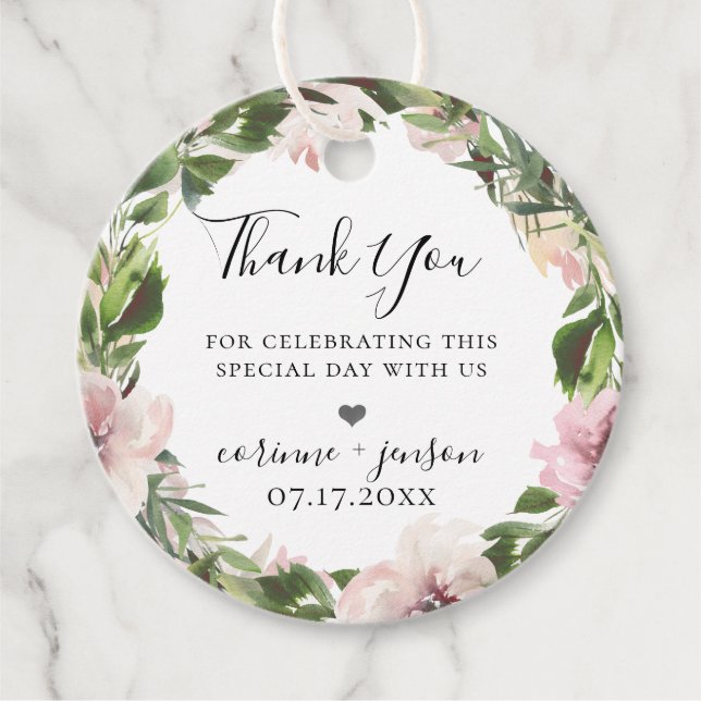 Étiquettes Cadeau Couronne botanique mauve poussiéreuse (Devant)