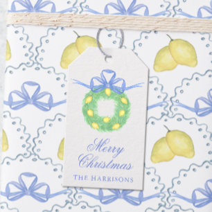 Étiquettes-cadeau Couronne de citrons Amalfi aquarelle