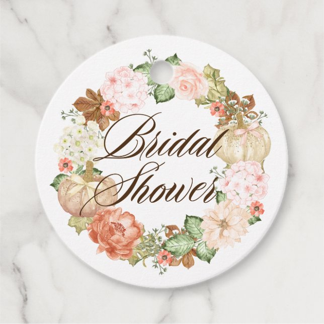 Étiquettes Cadeau Couronne de citrouilles pailletées dorées Fête de  (Devant)