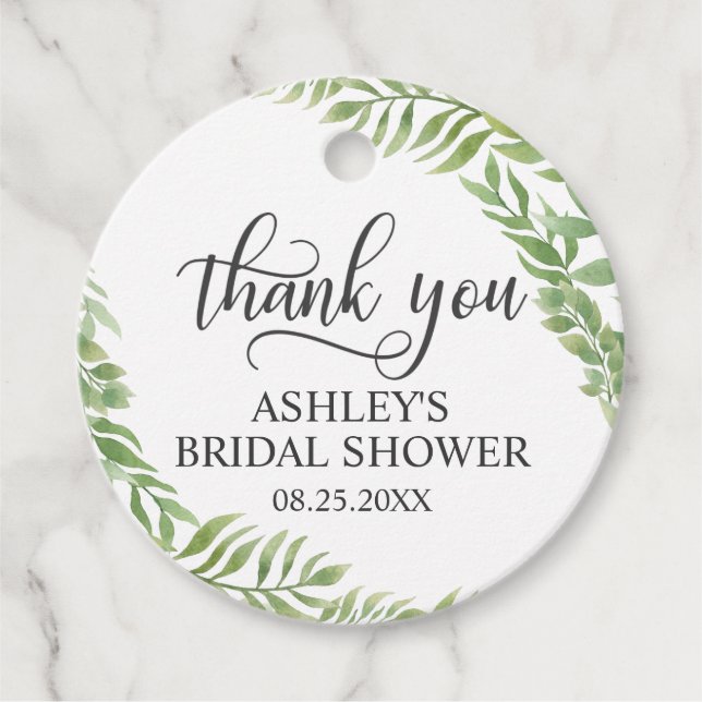Étiquettes Cadeau Couronne de feuilles botaniques Remerciements pour (Devant)