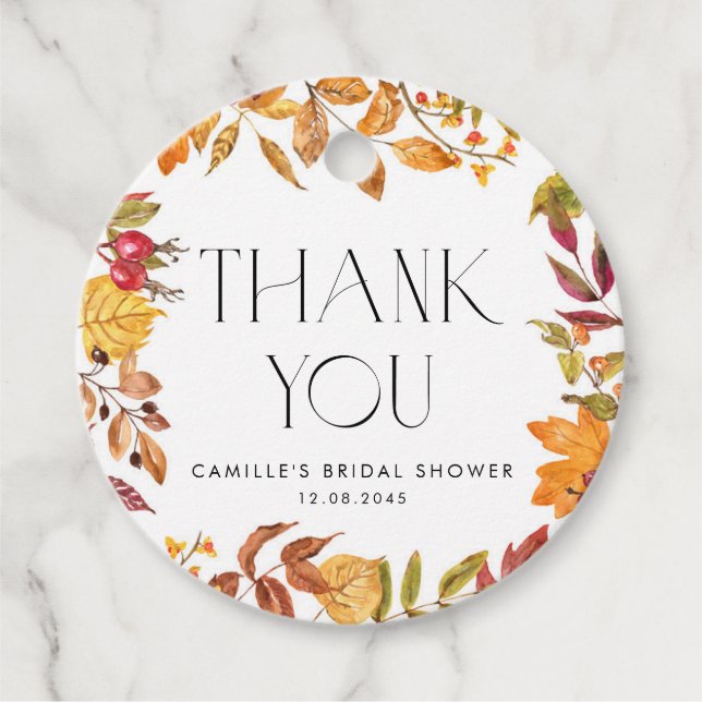 Étiquettes Cadeau Couronne de feuilles d'automne Remerciements pour  (Devant)