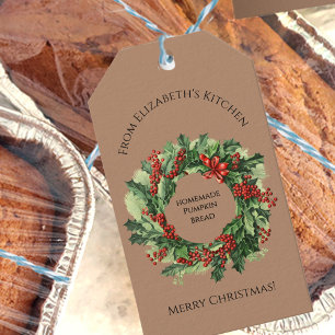 Étiquettes-cadeau Couronne de Noël élégante Cadeau Alimentaire Nom p