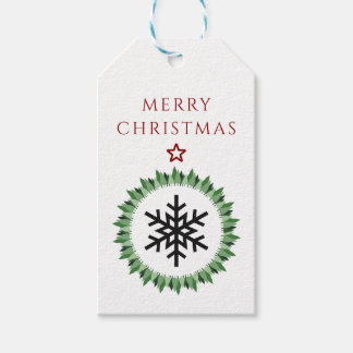 Étiquettes-cadeau Couronne de Noël flocon de neige vert traditionnel