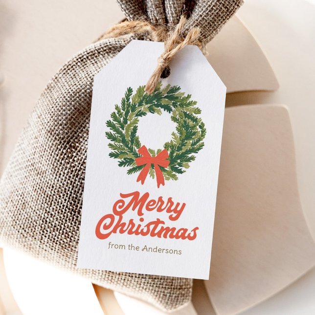 Étiquettes-cadeau Couronne de Noël joyeux Noël (Créateur téléchargé)