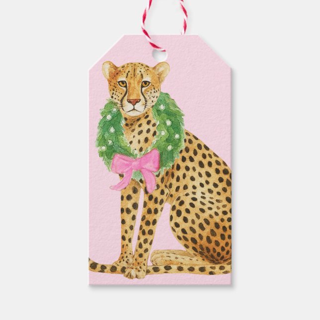 Étiquettes-cadeau Couronne de Noël Léopard  (Devant)