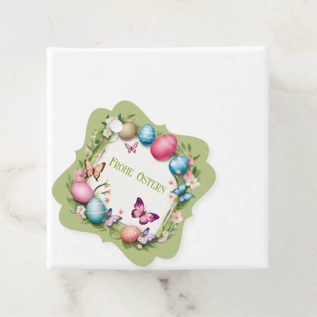 Étiquettes Cadeau Couronne de Pâques : Joyeuses Pâques (En situation)