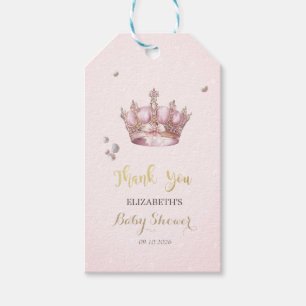 Étiquettes-cadeau Couronne de Petite Princesse Perles Points Bébé Na