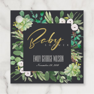 ÉTIQUETTES CADEAU COURONNE DE PLANTES SUCCULENTES EN AQUELLE POUR BA