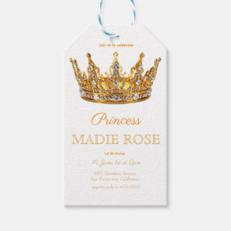 Étiquettes-cadeau Couronne de princesse en or Conte de fées Annivers