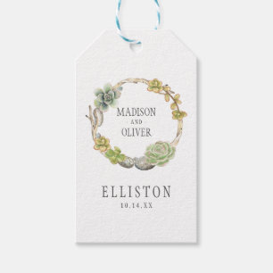 Étiquettes-cadeau Couronne de succulents, de brindilles et de pierre