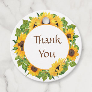 Étiquettes Cadeau Couronne de tournesols pour mariage Remerciement