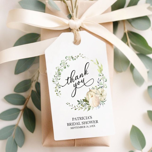 Étiquettes-cadeau Couronne de verdure Citrouille Favour de douche de (Créateur téléchargé)