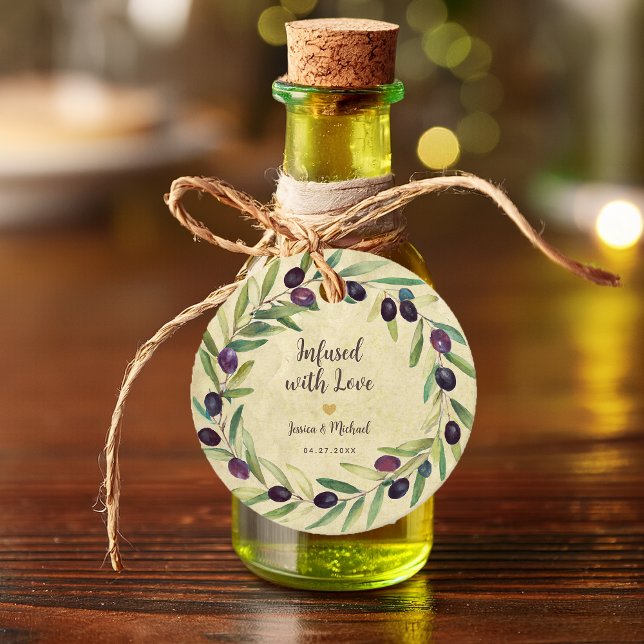 Étiquettes Cadeau Couronne d'huile d'olive infusée d'amour Mariage r (Créateur téléchargé)
