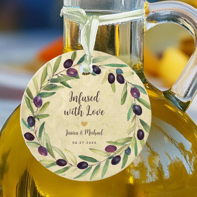 Étiquettes Cadeau Couronne d'huile d'olive infusée d'amour Mariage r (Créateur téléchargé)