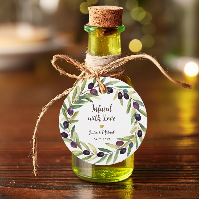 Étiquettes Cadeau Couronne d'huile d'olive infusée de Mariage de feu (Créateur téléchargé)
