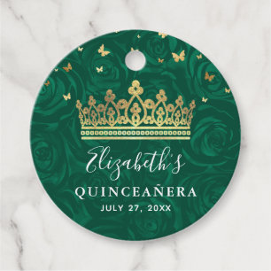 Étiquettes Cadeau Couronne Élégante de Rose Verte et Or Cadeau de Re