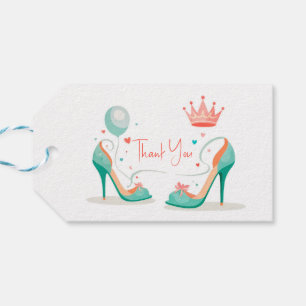 Étiquettes-cadeau Couronne et talons hauts – Thème rose et vert ment