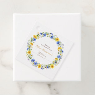 Étiquettes Cadeau Couronne Fleur sauvage de lavande jaune bleu
