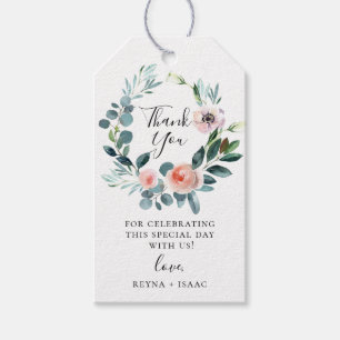 Étiquettes-cadeau Couronne florale de jardin luxuriant Mariage Merci
