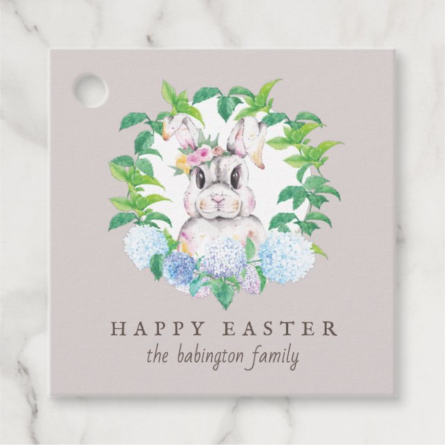 Étiquettes Cadeau Couronne florale de Pâques personnalisée (Devant)