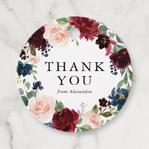 Étiquettes Cadeau Couronne florale de remerciement à l'aquarelle Bou