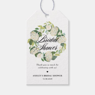 Étiquettes-cadeau Couronne florale d'hortensia blanc pour Baby Showe