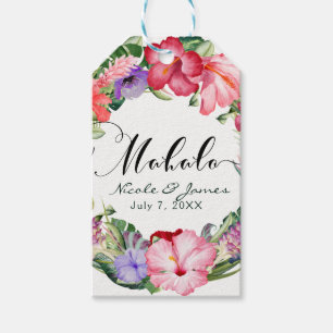 Étiquettes-cadeau Couronne florale tropicale Aloha pour mariage et f