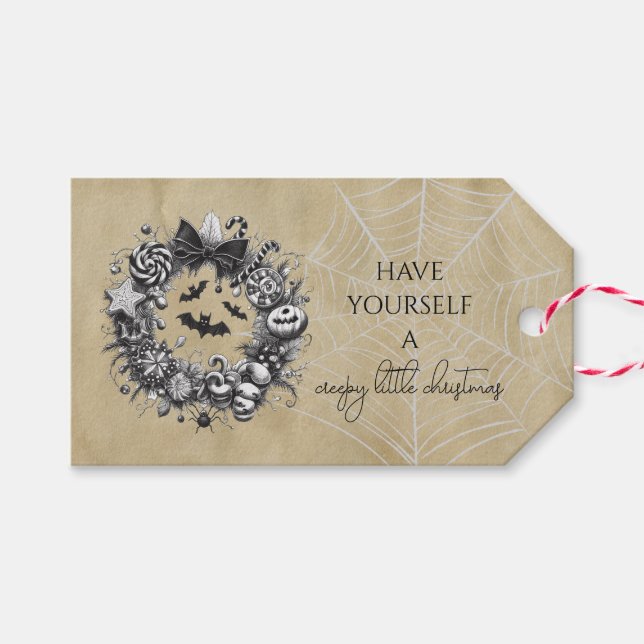Étiquettes-cadeau Couronne Macabre (Devant (Horizontal))
