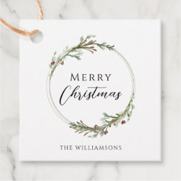 Étiquettes Cadeau Couronne minimaliste Joyeux Noël