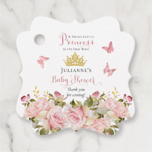 Étiquettes Cadeau Couronne   Papillons Floral Princess Baby shower