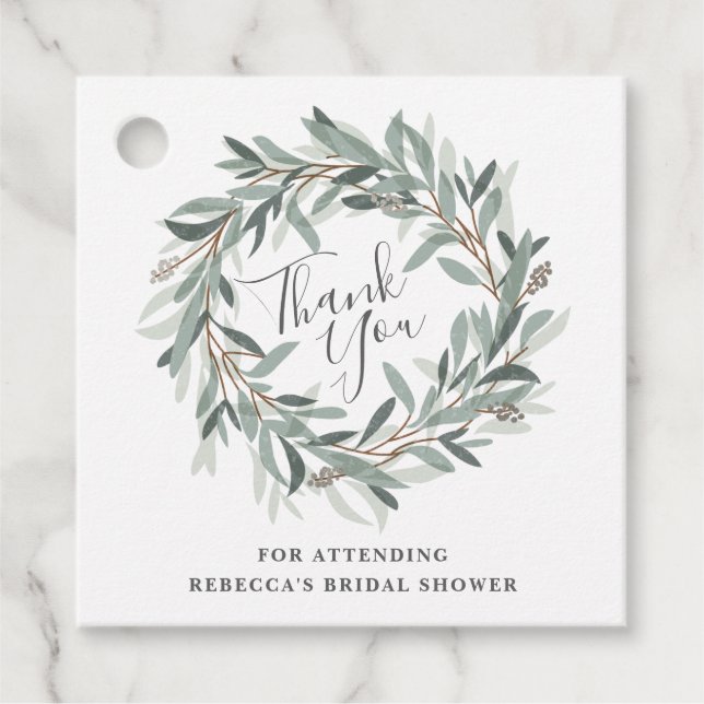 Étiquettes Cadeau Couronne rustique merci douche nuptiale (Devant)