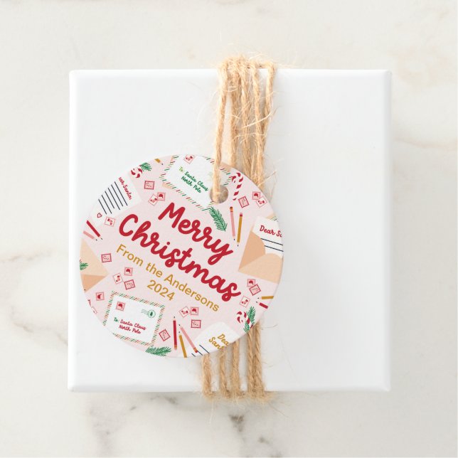 Étiquettes Cadeau Courrier et lettres de vacances à Père Noël - Joye (En situation)