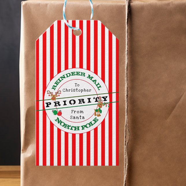 Étiquettes-cadeau Courrier Prioritaire des Rénes de Noël De La Part  (Créateur téléchargé)
